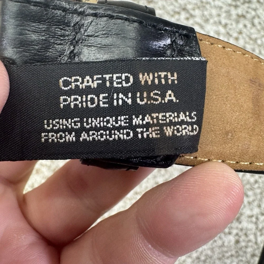 Brighton Belt Men's Size 36 Black Leather Imported Italian Calfskin‎ Made In USA